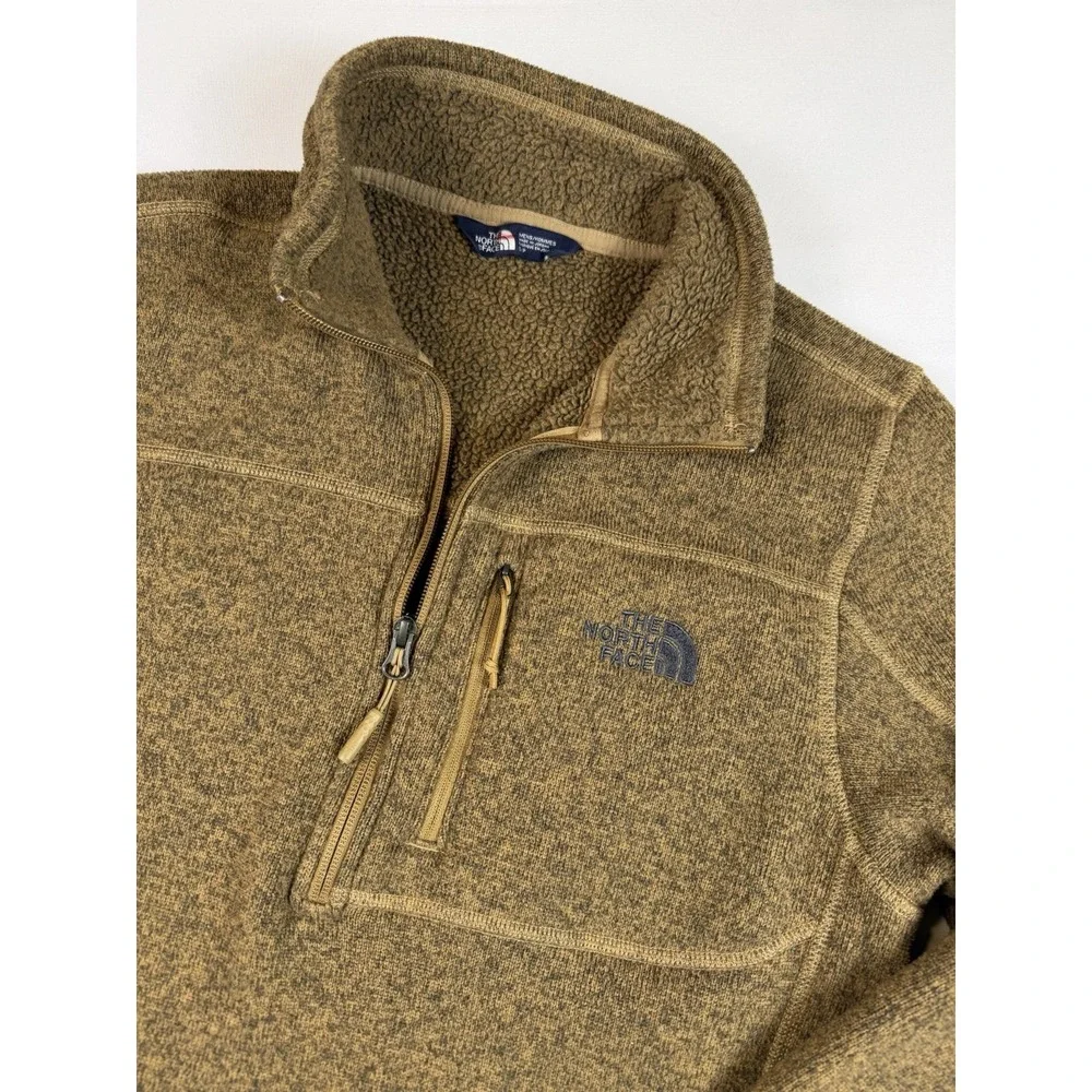 The North Face Gordons Lyons 1/4 Zip Mens Small‎ Brown Fleece Jacket Pullover